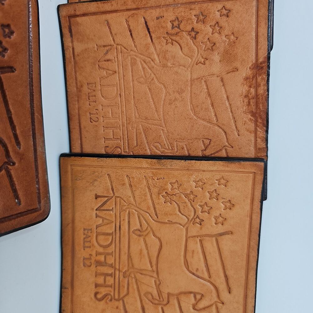 Leather Coasters Set Horse Equestrian Vintage Rustic Decor Barware Unique NADHH - Picture 4 of 5